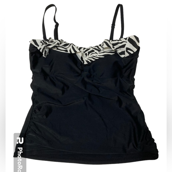 Croft & Barrow zebra ruffle tankini top size 14 - Picture 5 of 6